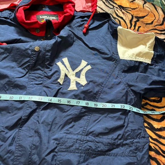 Vintage 90s MLB New York Yankees Mirage Parka Jacket Trench Coat Windbreaker Zip - Picture 8 of 9